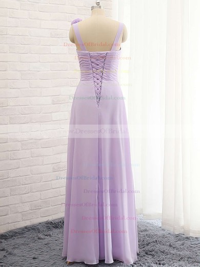 A-line Sweetheart Lavender Chiffon with Flower(s) Cheap Bridesmaid Dresses #DOB01012735
