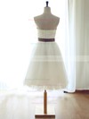 White Sweetheart Tulle Sashes / Ribbons Girls Knee-length Bridesmaid Dress #DOB01012739