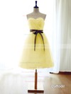 White Sweetheart Tulle Sashes / Ribbons Girls Knee-length Bridesmaid Dress #DOB01012739