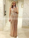 Sheath/Column V-neck Sequined with Ruffles Discount Bridesmaid Dresses #DOB01012745