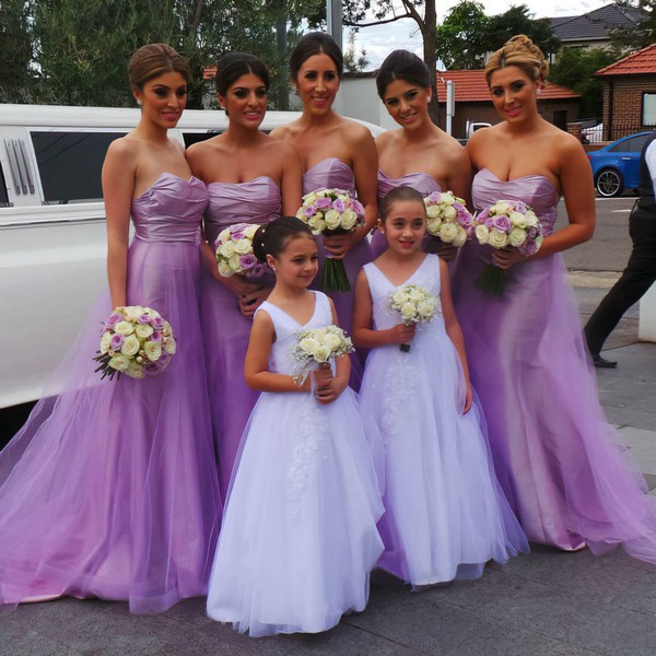 Modest Tulle Floor-length with Ruffles Sweetheart Bridesmaid Dresses #DOB01012749