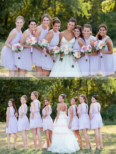 Cute Scoop Neck Chiffon Sashes / Ribbons Short/Mini Bridesmaid Dresses #DOB01012751