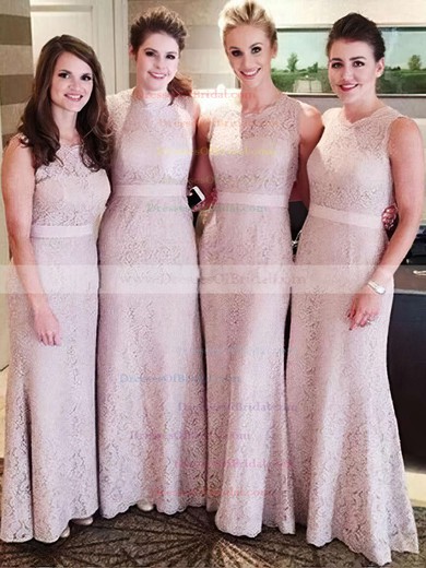 Promotion Lace Ankle-length Sashes / Ribbons Sheath/Column Bridesmaid Dresses #DOB01012756