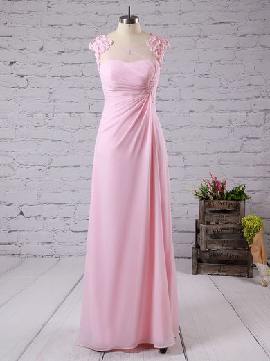 Scoop Neck Perfect Chiffon with Appliques Lace A-line Bridesmaid Dresses #DOB01012757