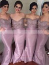 Off-the-shoulder Elastic Woven Satin Beading Fashion Trumpet/Mermaid Bridesmaid Dresses #DOB01012760