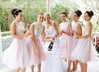 Tulle Knee-length with Lace Boutique Scalloped Neck Bridesmaid Dresses #DOB01012767