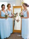 Pink Chiffon Floor-length with Ruffles Nice V-neck Bridesmaid Dress #DOB01012771