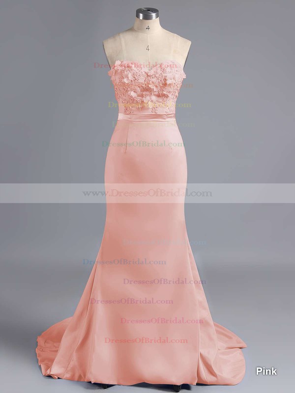 Spring Sweetheart Silk-like Satin Appliques Lace Sheath/Column Bridesmaid Dress #DOB01012786