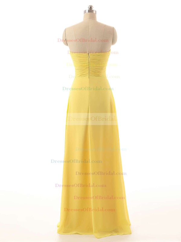 Floor-length Sweetheart Chiffon Criss Cross Elegant Yellow Bridesmaid Dresses #DOB01012794