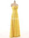Floor-length Sweetheart Chiffon Criss Cross Elegant Yellow Bridesmaid Dresses #DOB01012794