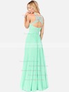 Affordable Scoop Neck Lace Chiffon with Pleats Long Bridesmaid Dresses #DOB01012795