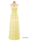 Discounted V-neck Chiffon Criss Cross A-line Long Bridesmaid Dresses #DOB01012802
