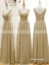 For Less Chiffon Floor-length Ruffles Sage V-neck Bridesmaid Dresses #DOB01012807