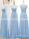 For Less Chiffon Floor-length Ruffles Sage V-neck Bridesmaid Dresses #DOB01012807