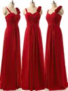 A-line Burgundy Sweetheart Chiffon Ruffles Newest Bridesmaid Dresses #DOB01012808