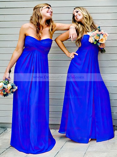 Sweetheart Royal Blue Chiffon Ruffles Popular Empire Bridesmaid Dresses #DOB01012809