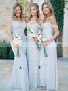 A-line Tulle Ruffles Silver Off-the-shoulder Bridesmaid Dresses #DOB01012810