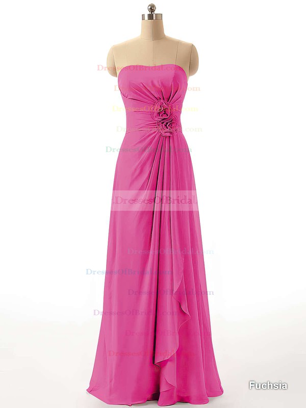 Boutique Chiffon Floor-length Flower(s) Strapless Bridesmaid Dresses #DOB01012811