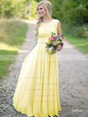 Scoop Neck Lace Chiffon Ruched Floor-length Gorgeous Bridesmaid Dresses #DOB01012813