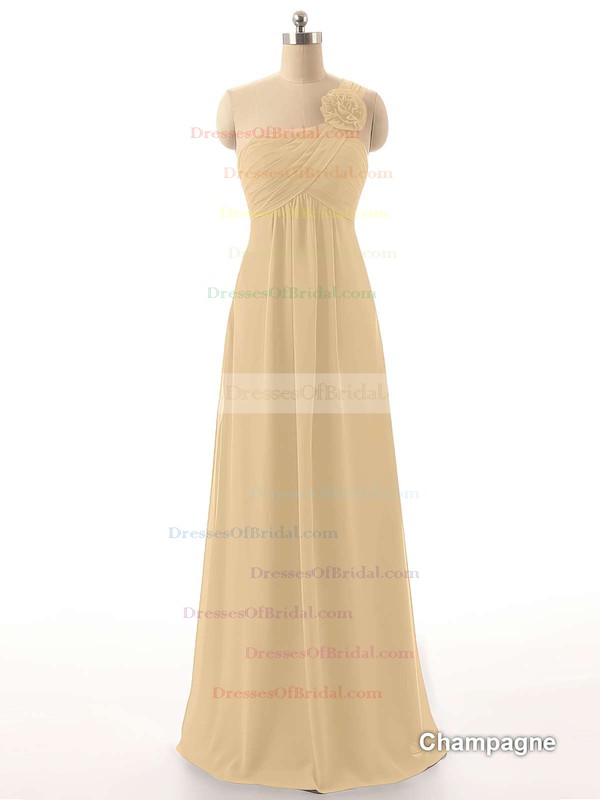 Empire Chiffon Flower(s) Burgundy Cheap One Shoulder Bridesmaid Dresses #DOB01012820