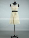 Scalloped Neck Lace Sashes / Ribbons Designer Short/Mini Bridesmaid Dresses #DOB01012861