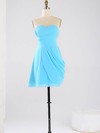 Blue Sweetheart Vintage Chiffon Ruched Short/Mini Bridesmaid Dresses #DOB01012864