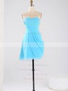 Blue Sweetheart Vintage Chiffon Ruched Short/Mini Bridesmaid Dresses #DOB01012864
