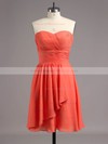 Girls Empire Chiffon Ruched Watermelon Short/Mini Bridesmaid Dresses #DOB01012868