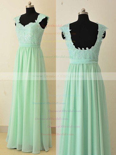 Sweetheart Chiffon Appliques Lace Sage Floor-length Classy Bridesmaid Dresses #DOB01012874