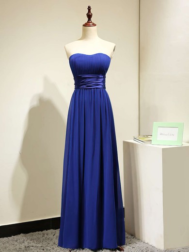 A-line Chiffon Sashes / Ribbons Discounted Royal Blue Strapless Bridesmaid Dresses #DOB01012875