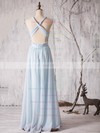 Chiffon Floor-length Ruffles Latest Backless V-neck Bridesmaid Dress #DOB01012880