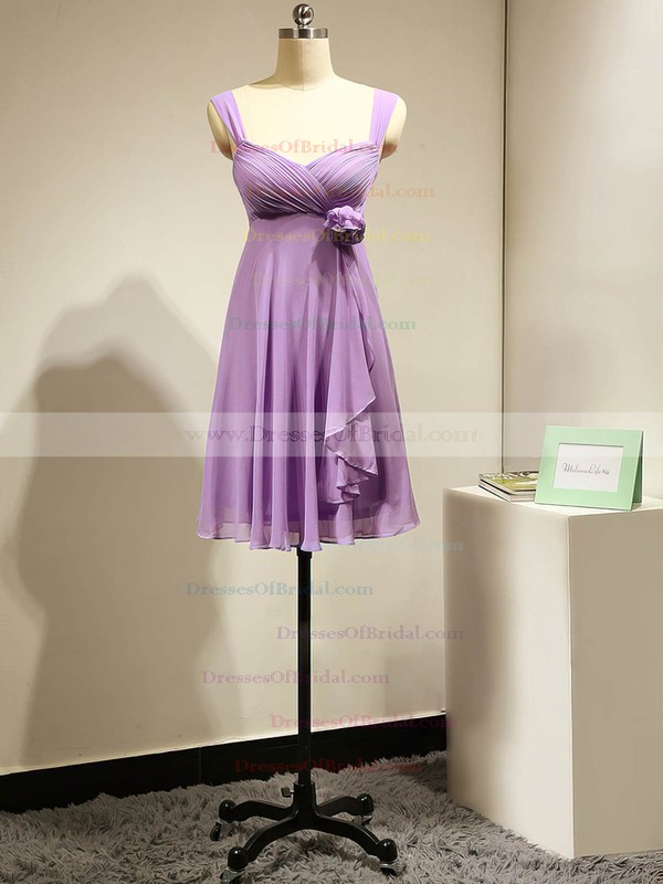 Cute Empire Chiffon Flower(s) Lavender Short/Mini Bridesmaid Dress #DOB01012883