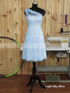 Famous One Shoulder Lace Ruffles Knee-length Bridesmaid Dress #DOB01012893