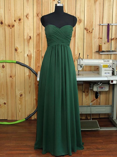 Sweetheart Chiffon Ruffles A-line Amazing Dark Green Bridesmaid Dress #DOB01012894