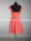 V-neck Chiffon Ruffles Beautiful Watermelon Short/Mini Bridesmaid Dress #DOB01012897