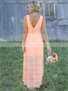 A-line Scoop Neck Chiffon Asymmetrical Appliques Lace Beautiful Bridesmaid Dresses #DOB01012899