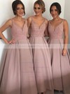 Princess V-neck Satin Floor-length with Beading Stunning Bridesmaid Dresses #DOB01012912