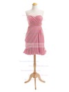 Inexpensive Sheath/Column Sweetheart Chiffon Short/Mini Ruffles Bridesmaid Dresses #DOB01012919