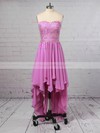 A-line Sweetheart Chiffon Asymmetrical with Lace New Style Bridesmaid Dresses #DOB01012923