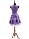 Online A-line Scoop Neck Satin Tulle Short/Mini with Bow Bridesmaid Dresses #DOB01012924