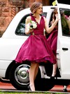 A-line V-neck Chiffon Short/Mini with Ruffles New Arrival Bridesmaid Dresses #DOB01012925