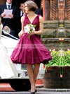 A-line V-neck Chiffon Short/Mini with Ruffles New Arrival Bridesmaid Dresses #DOB01012925