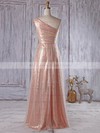 Different A-line One Shoulder Tulle Sequined Floor-length Ruffles Bridesmaid Dress #DOB01012934