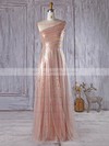 Different A-line One Shoulder Tulle Sequined Floor-length Ruffles Bridesmaid Dress #DOB01012934