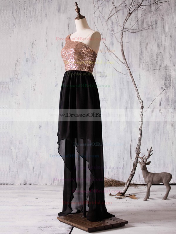A-line One Shoulder Chiffon Sequined Asymmetrical Ruffles Boutique Bridesmaid Dress #DOB01012936
