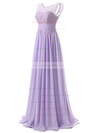 Modest A-line Scoop Neck Lace Chiffon Floor-length Ruffles Bridesmaid Dresses #DOB01012943