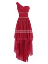 A-line One Shoulder Chiffon Asymmetrical Ruffles Trendy Bridesmaid Dresses #DOB01012944