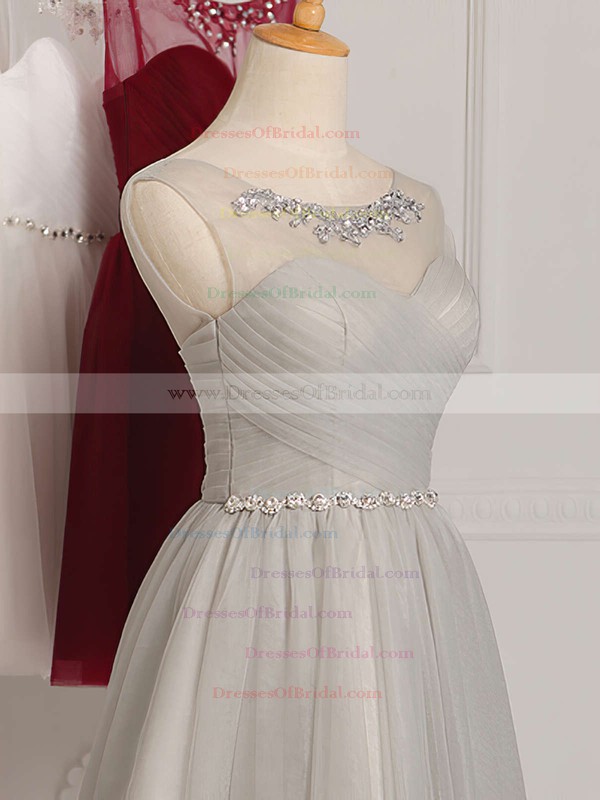 Junior A-line Scoop Neck Tulle Short/Mini Ruffles White Bridesmaid Dresses #DOB01012948