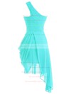 Burgundy A-line One Shoulder Chiffon Asymmetrical Ruffles Bridesmaid Dresses #DOB01012950
