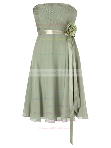 Empire Strapless Chiffon with Sashes / Ribbons Beautiful Knee-length Bridesmaid Dresses #DOB01012953